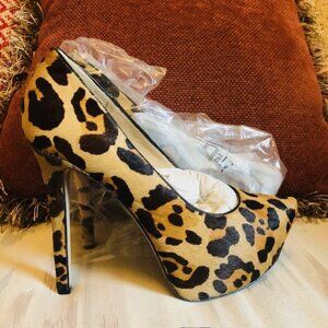 Jessica Simpson Clfskin Leather Leopard Pumps US Size 8.5 New In Box